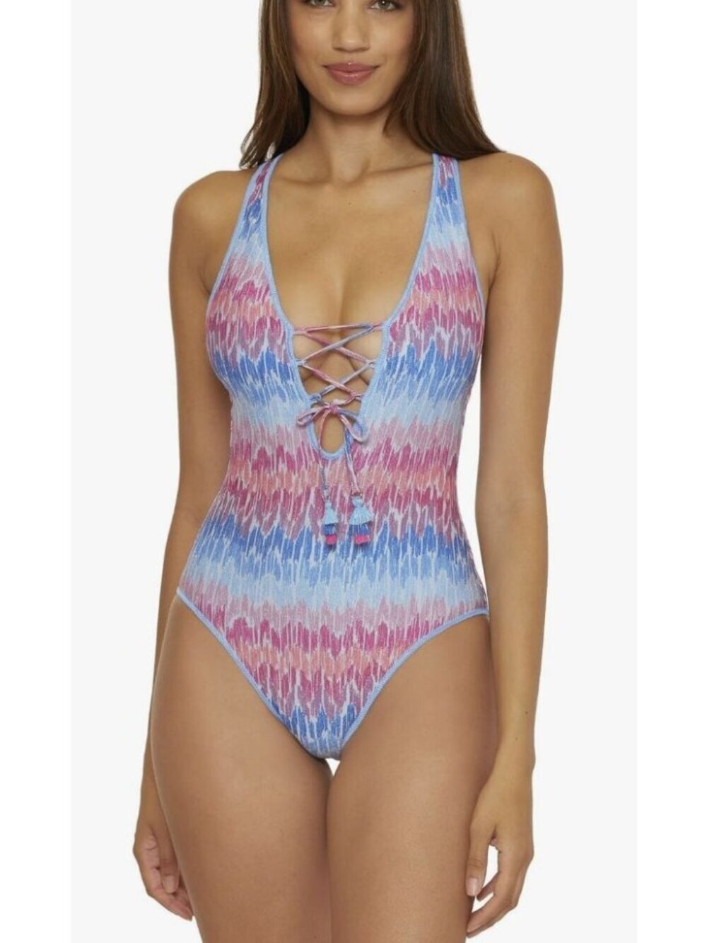 BECCA $158 Joshua Tree One Piece Swimsuit Plunge Neck Size Medium NWT